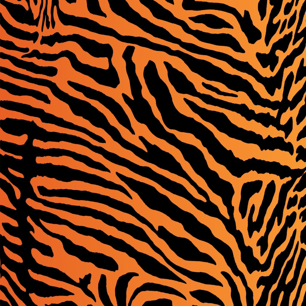 Abstracte achtergrondillustratie van een tijgervacht met zwarte strepen op een oranje ondergrond.